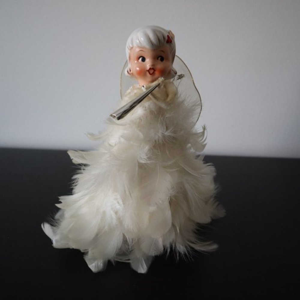 Vintage Holt Howard Christmas White Feather Angel